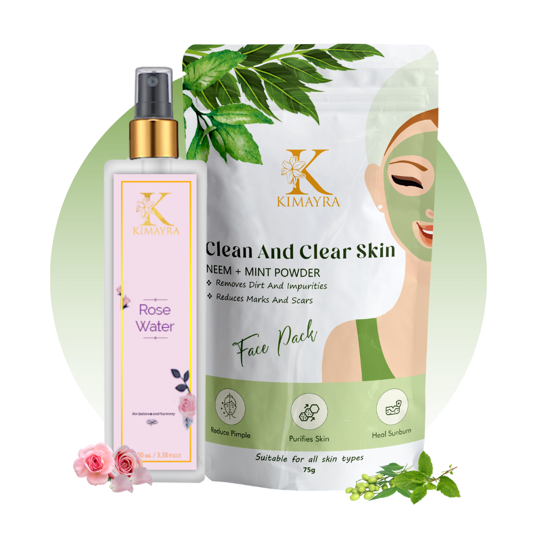 Clean and Clear Face Pack Powder & Rose Water Combo