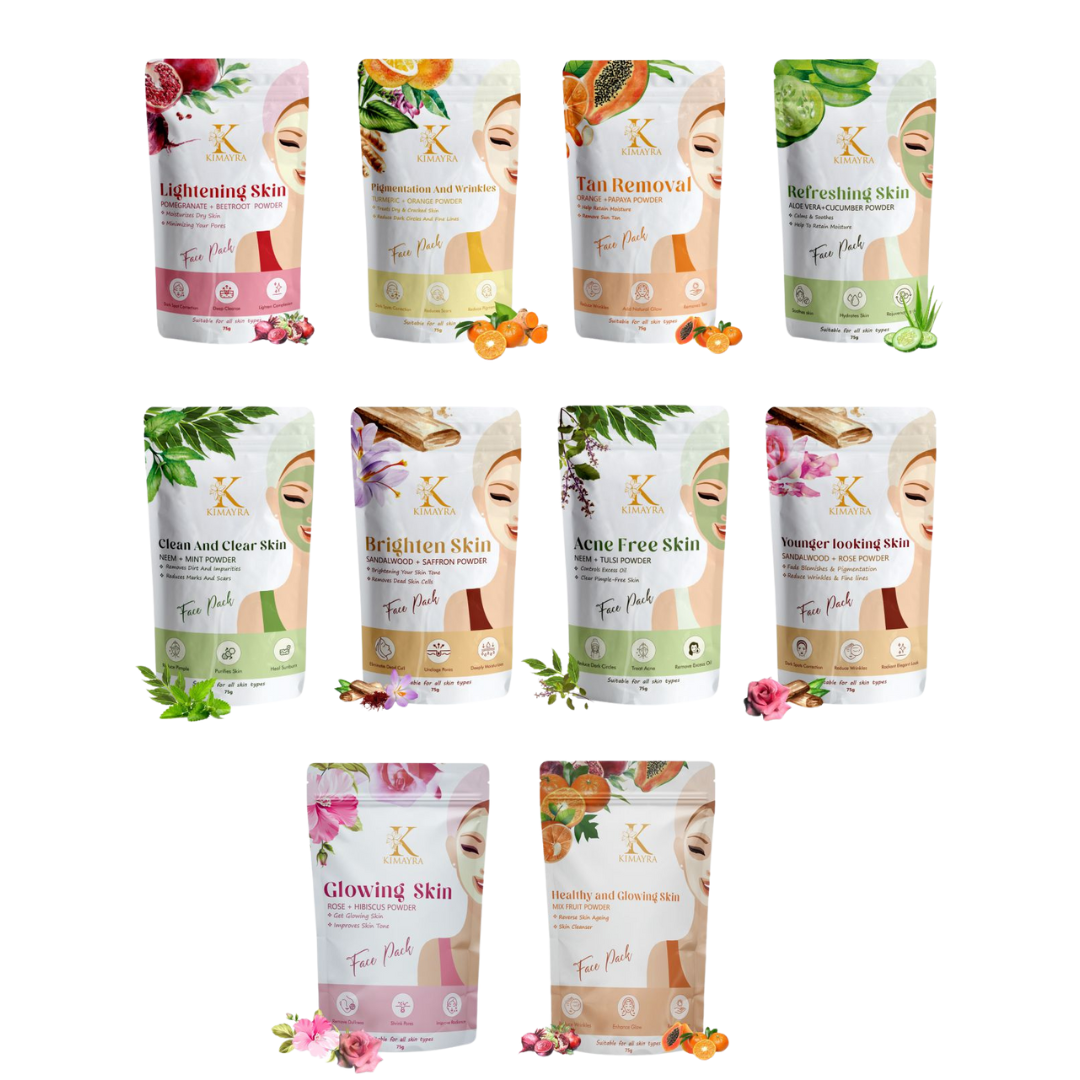 Pack of 10 Natural Face Pack Powder Combo