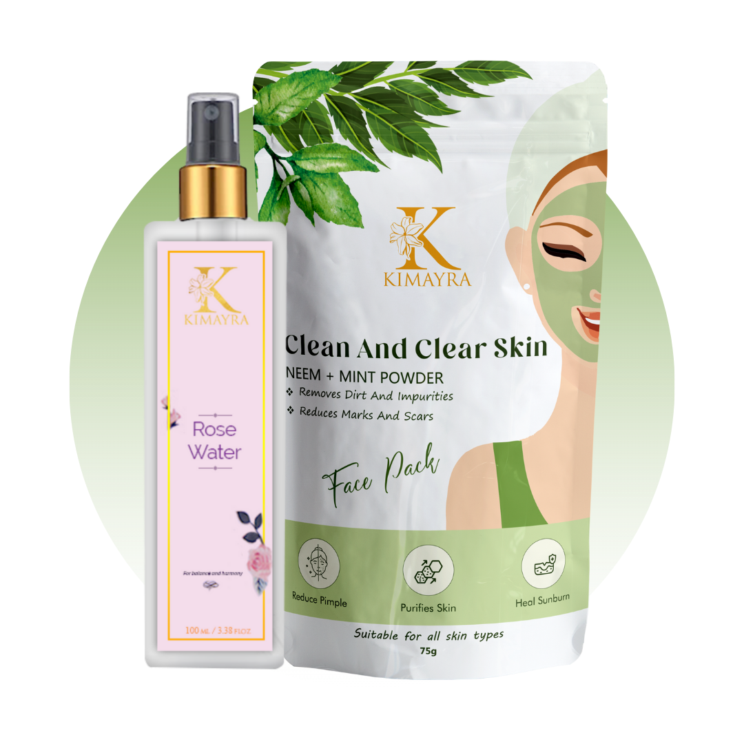 Clean and Clear Face Pack Powder & Rose Water Combo