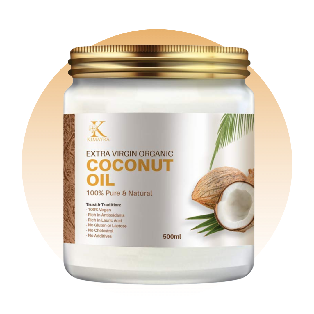 oil coconut oil extra virgin coconut oil natural coconut oil products essential edible 100 % pure and Natural Glass 500 ml Bottle Front
