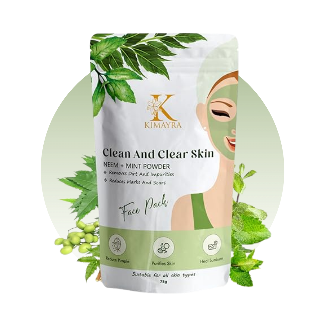 Neem and mint Facepack Powder Front with ingredients