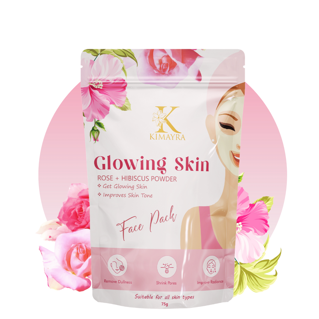Rose and Hibiscus Facepack powder front with ingredients
