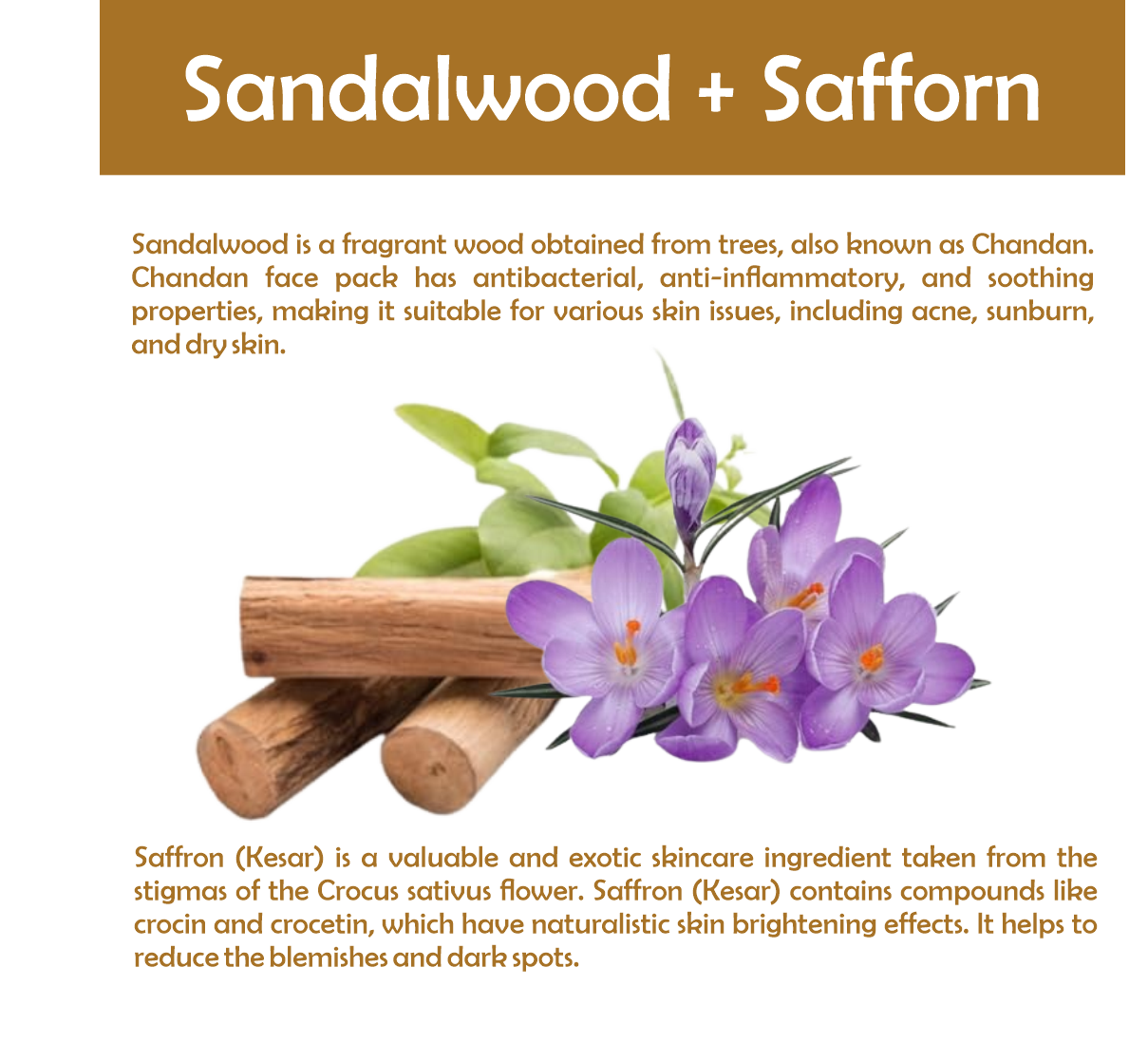 Sandalwood and Saffron Facepack Ingredients Benefits