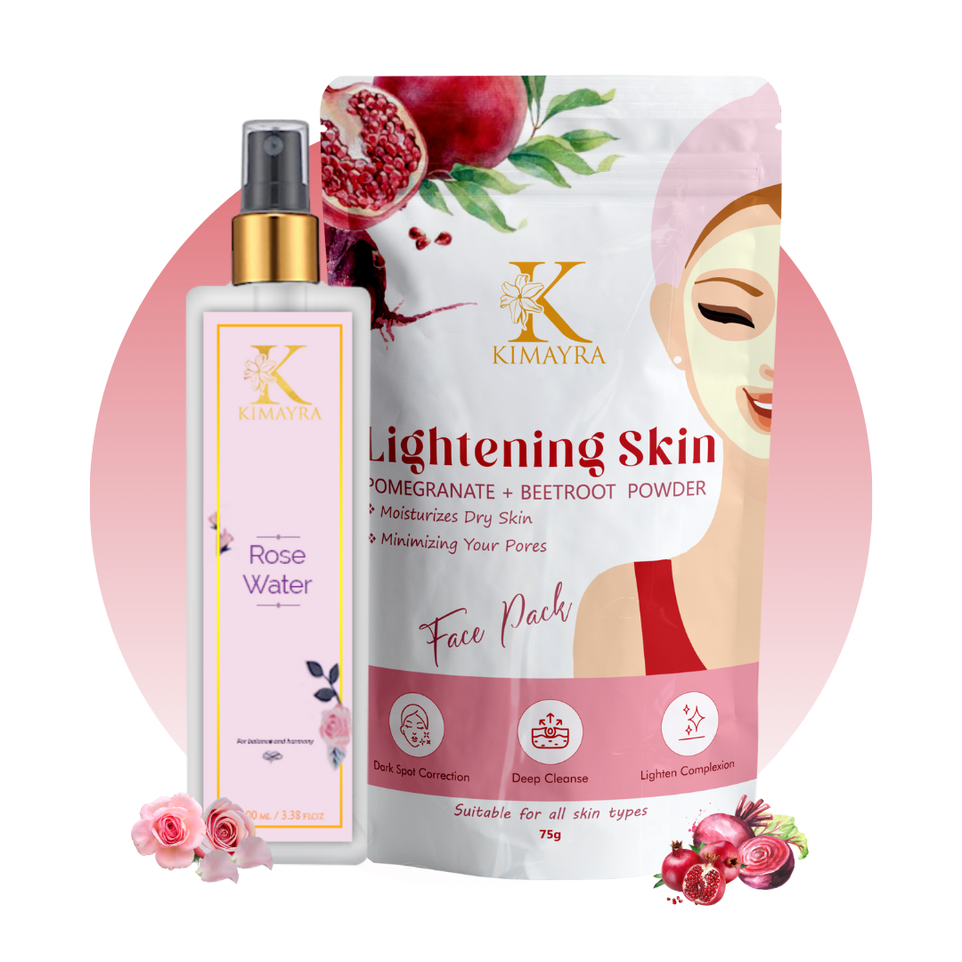 Lightening Skin Face Pack Powder & Rose water combo