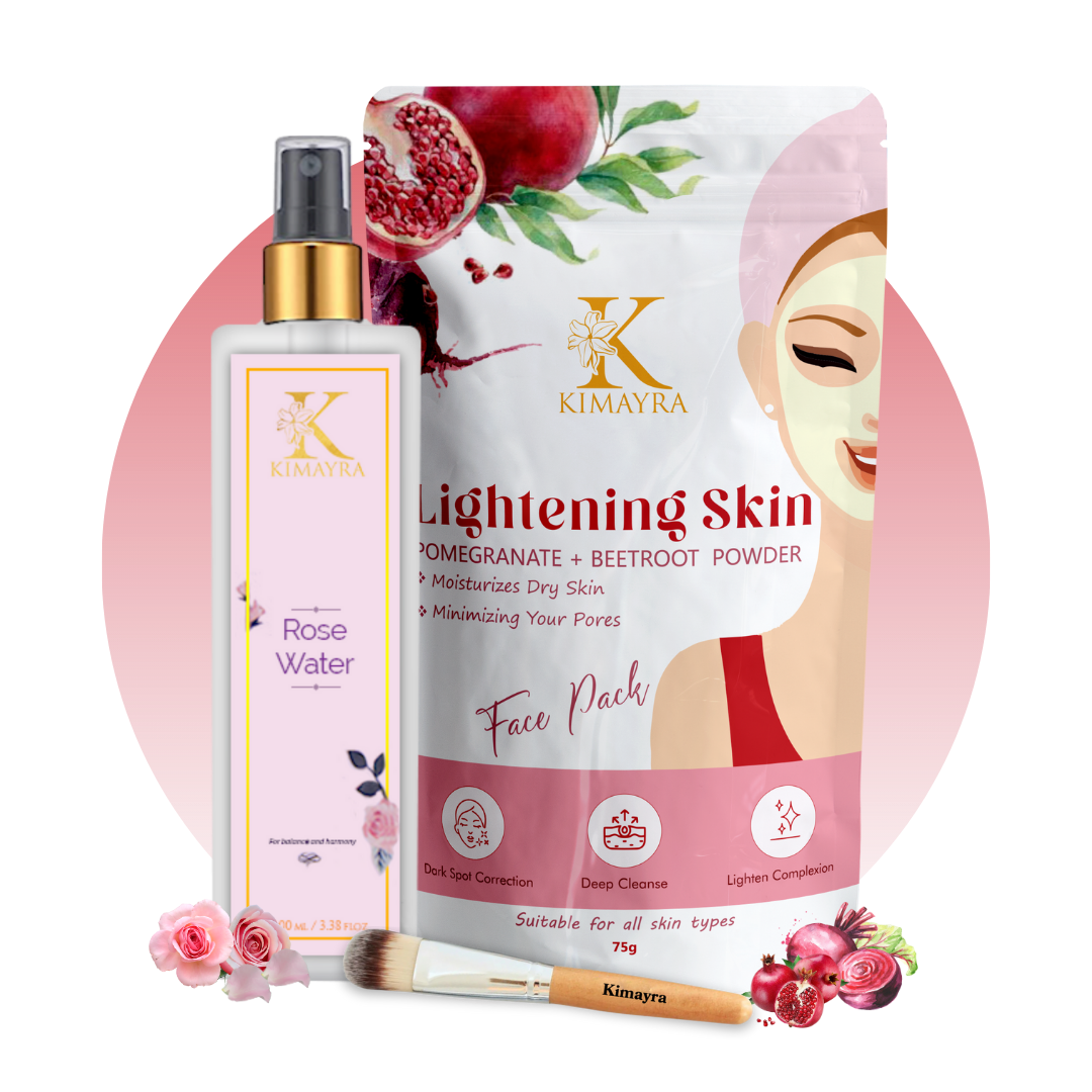 Lightening Skin Face Pack Powder & Rose water combo + Free Brush