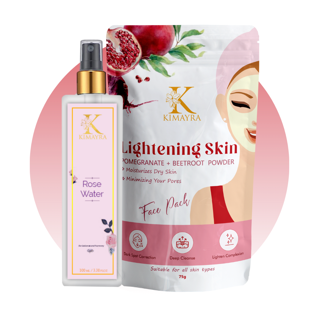 Lightening Skin Face Pack Powder & Rose water combo – Kimayra World