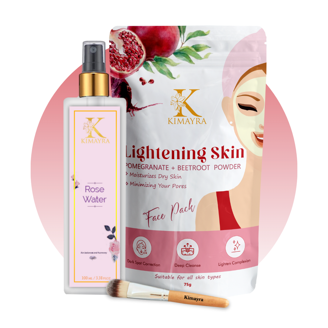 Lightening Skin Face Pack Powder & Rose water combo + Free Brush