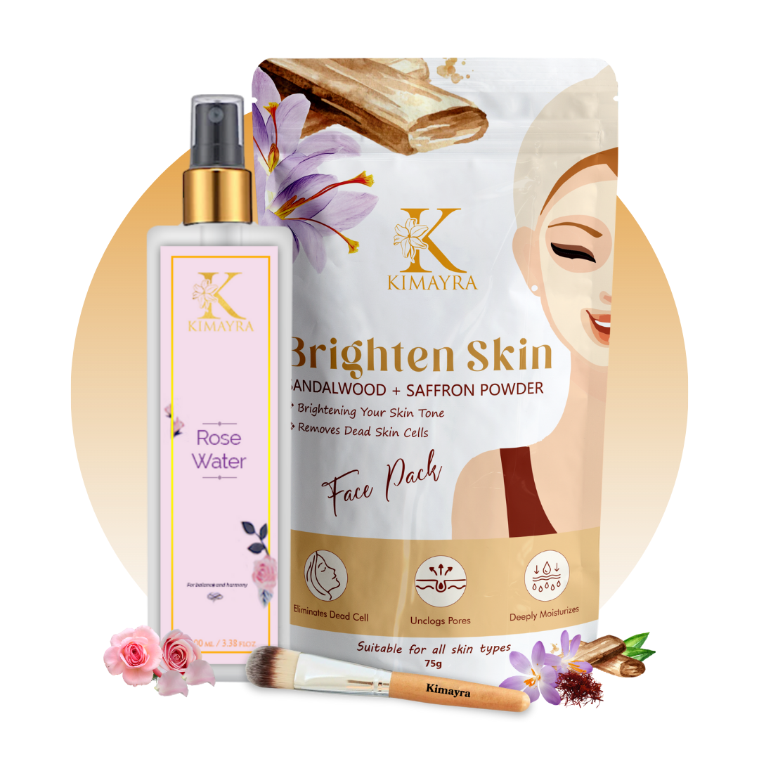 Brighten Skin Face Pack Powder & Rose Water Combo + Free Brush