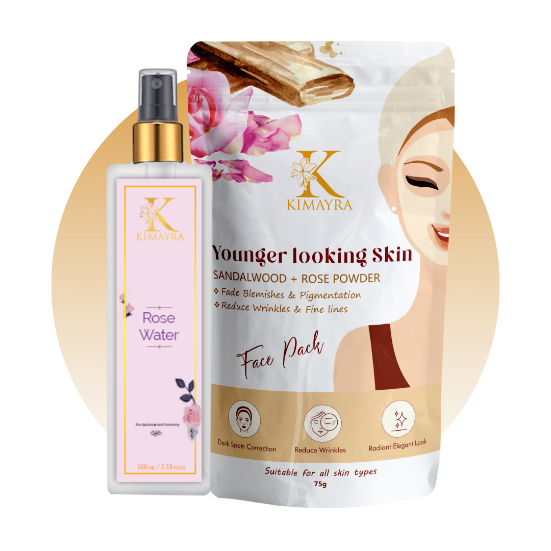 Younger Looking Skin Face Pack Powder & Rose Water Combo