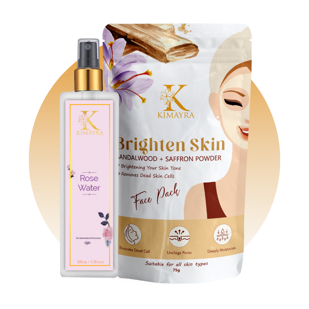 Brighten Skin Face Pack Powder & Rose Water Combo