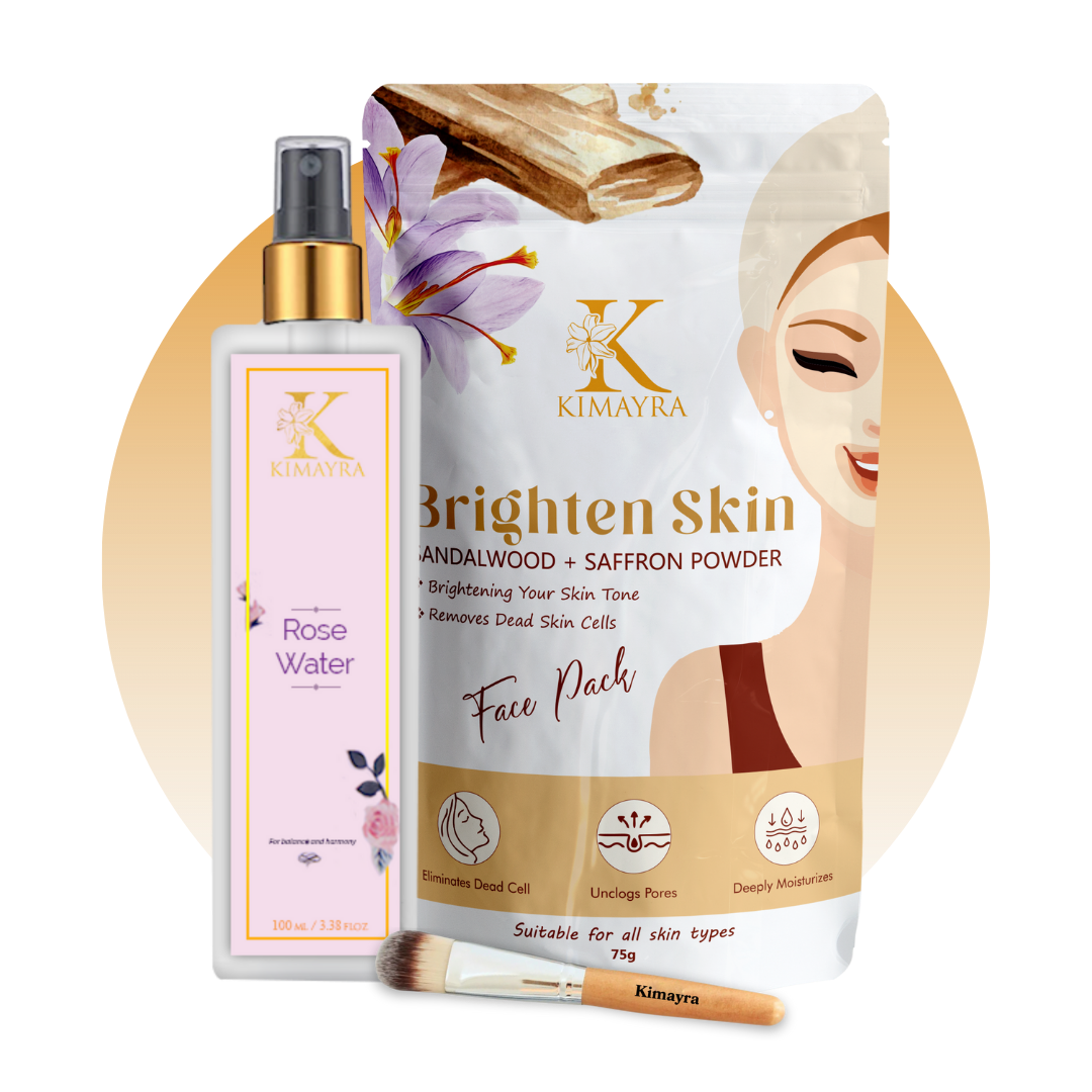 Brighten Skin Face Pack Powder & Rose Water Combo + Free Brush