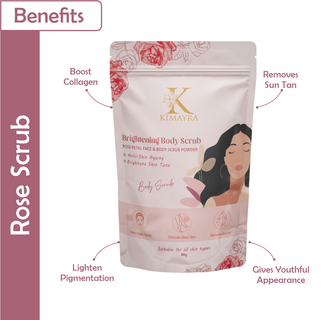 Rose Face and body scrub powder  benefits front 